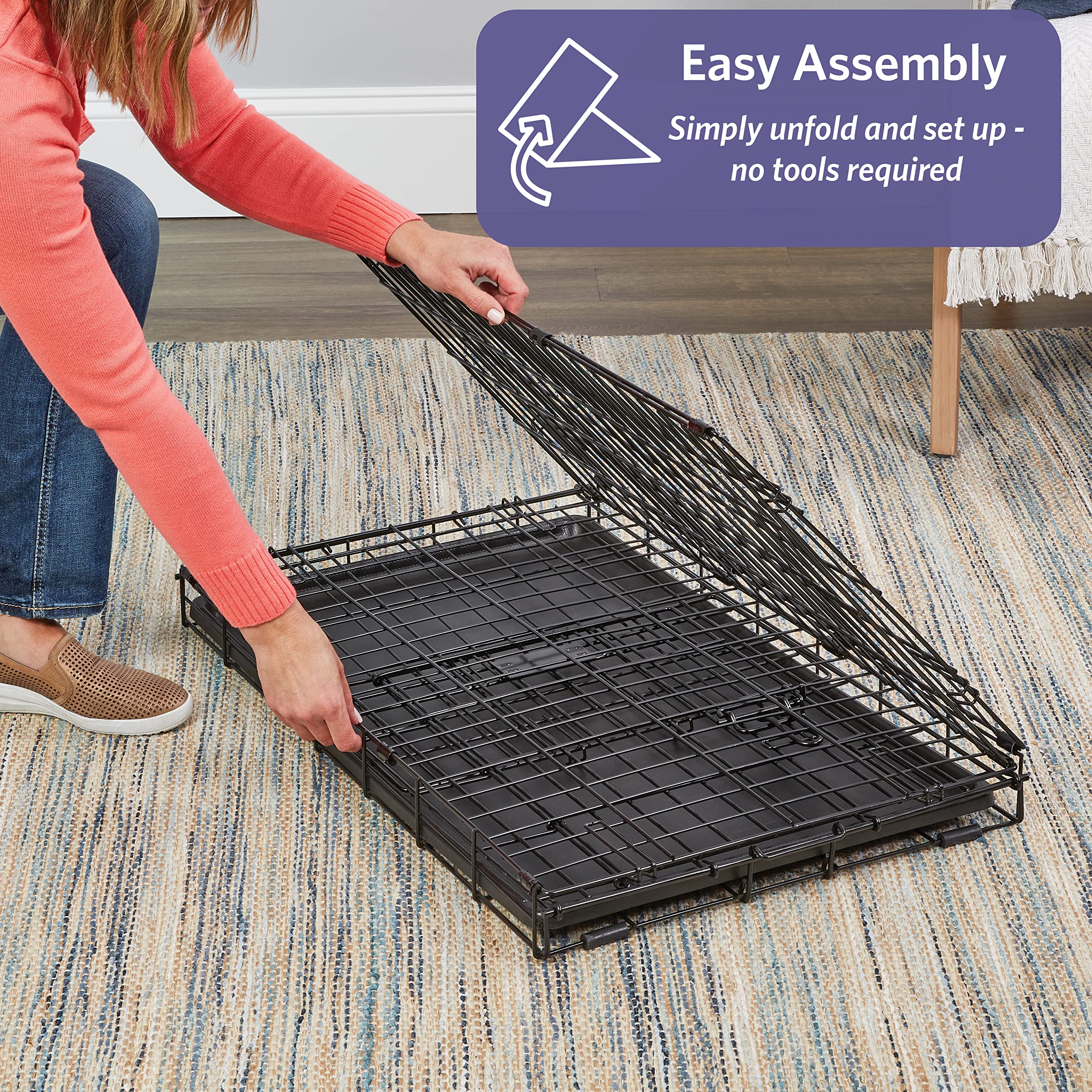Newly Enhanced Single  Door iCrate Dog Crate, Includes Leak-Proof Pan
