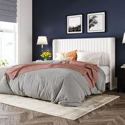 Full Size Velvet Bed Frame/Vertical Channel Tufted Wingback