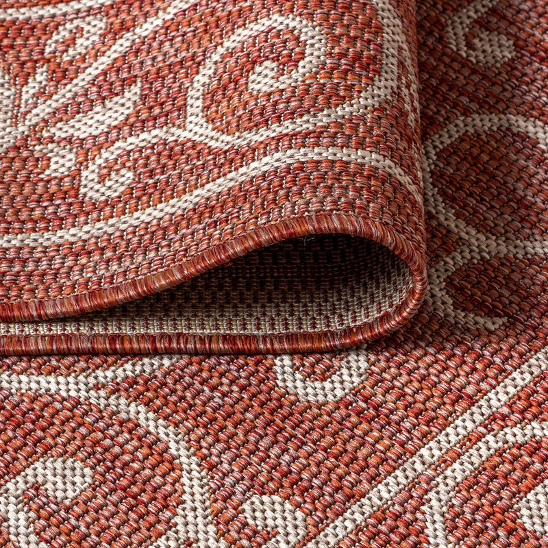 SMB106B-3 Charleston Vintage Filigree Textured Weave Indoor/Outdoor Red/Beige