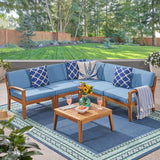 Roy Outdoor Acacia Wood 5 Seater  Sofa Set with Coffee Table