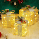 Lighted Christmas Boxes, 60 LEDs Lighted Deocr with Bowknots