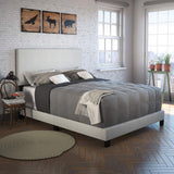 Milan Linen Fabric Upholstered Platform Bed Frame w/Adjustable Headboard, no Noise