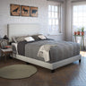 Milan Linen Fabric Upholstered Platform Bed Frame w/Adjustable Headboard, no Noise