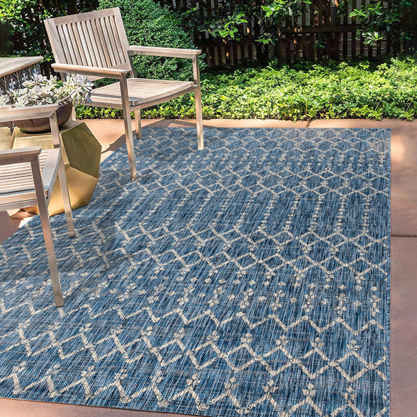 SMB108B-3 Ourika Moroccan Geometric Textured Weave Indoor Outdoor -Area Rug