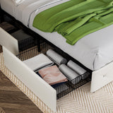 King Size Platform Bed Frame with 4 Storage Drawers and Headboard