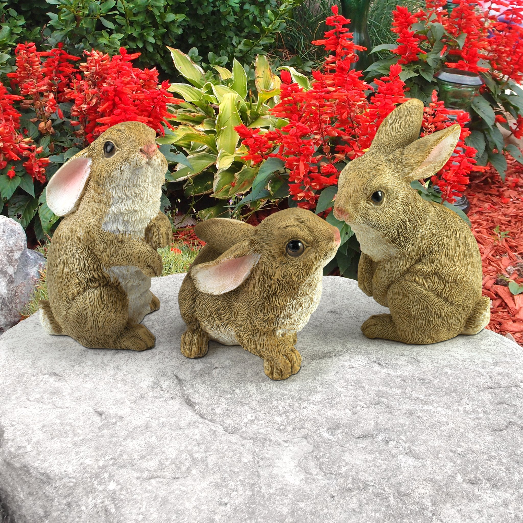QM92008 The Bunny Den Rabbits Indoor/Outdoor Garden Animal Statues