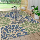 SMB110B-8 Zinnia Modern Floral Textured Weave Indoor Outdoor Area-Rug