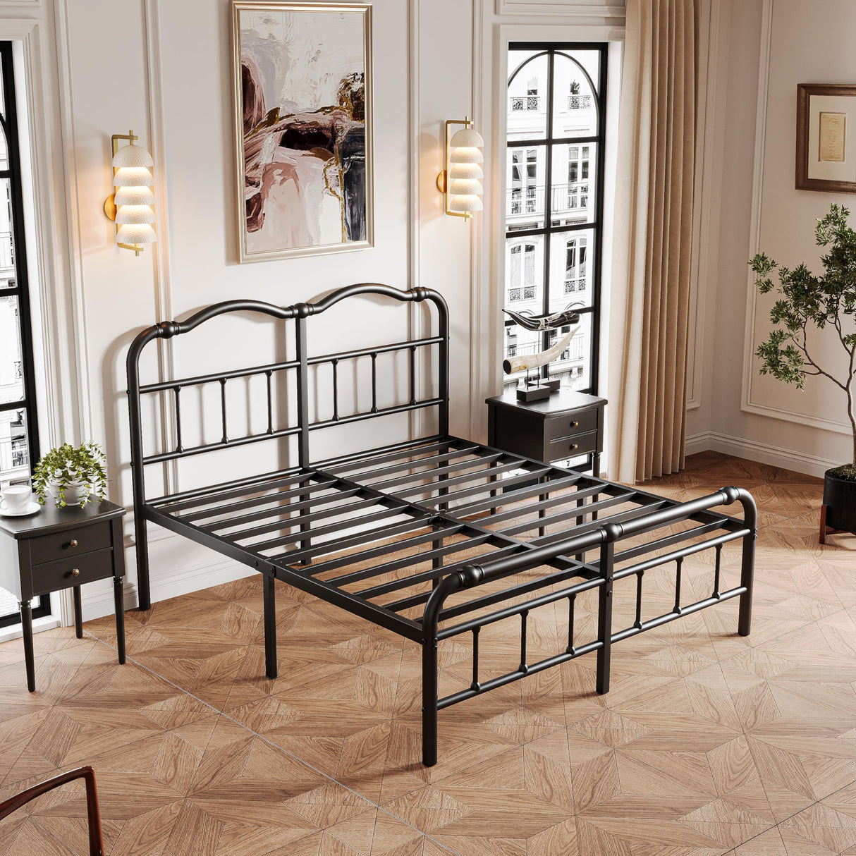 Queen Size Bed Frame with Headboard and Footboard, 14 Inch High