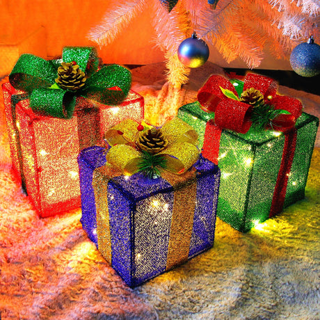 Christmas Lighted Gift Boxes Decorations Outdoor