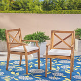 Peter Outdoor Acacia Wood Dining Chair Set of 2