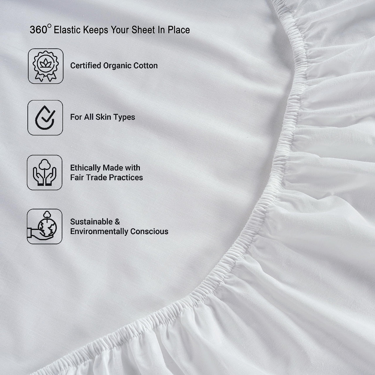 100% Organic Cotton Pure White Full Sheets Set 4-Piece Long Staple Percale Weave