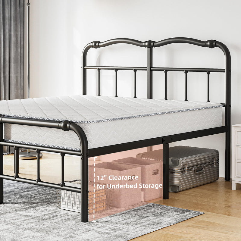 Twin Bed Frame with Headboard and Footboard, 14 Inch High, Heavy Duty Bed Frame