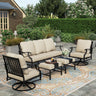 5 Piece Patio Furniture Set, 2 x Swivel Chair, 2 x Ottoman, 1 x 3-Seat Sofa