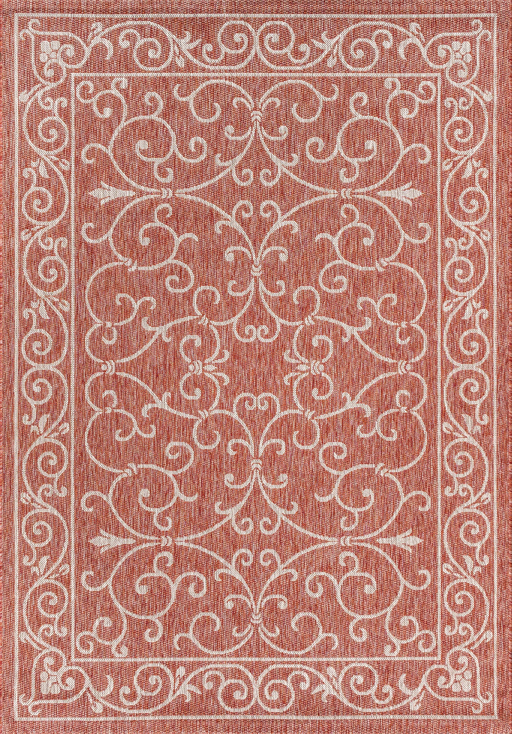 SMB106B-3 Charleston Vintage Filigree Textured Weave Red/Beige
