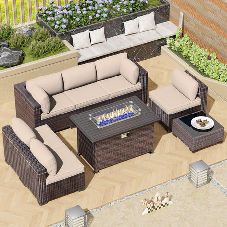 Outdoor Patio Furniture Set with Propane Fire Pit Table