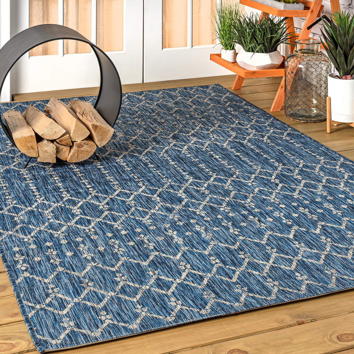 SMB108B-3 Ourika Moroccan Geometric Textured Weave Indoor Area Rug