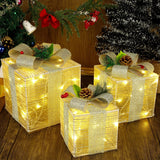 Lighted Christmas Boxes, 60 LEDs Lighted Deocr with Bowknots