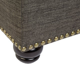 FIRST HILL FHW Grey 5th Ave Modern Charcoal Linen Upholstered Storage Ottoman