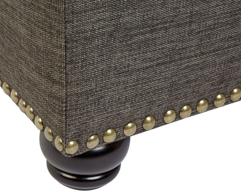FIRST HILL FHW Grey 5th Ave Modern Charcoal Linen Upholstered Storage Ottoman, Gray