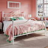 Queen Size Bed Frame , Metal Bed Frame with Butterfly Pattern Design