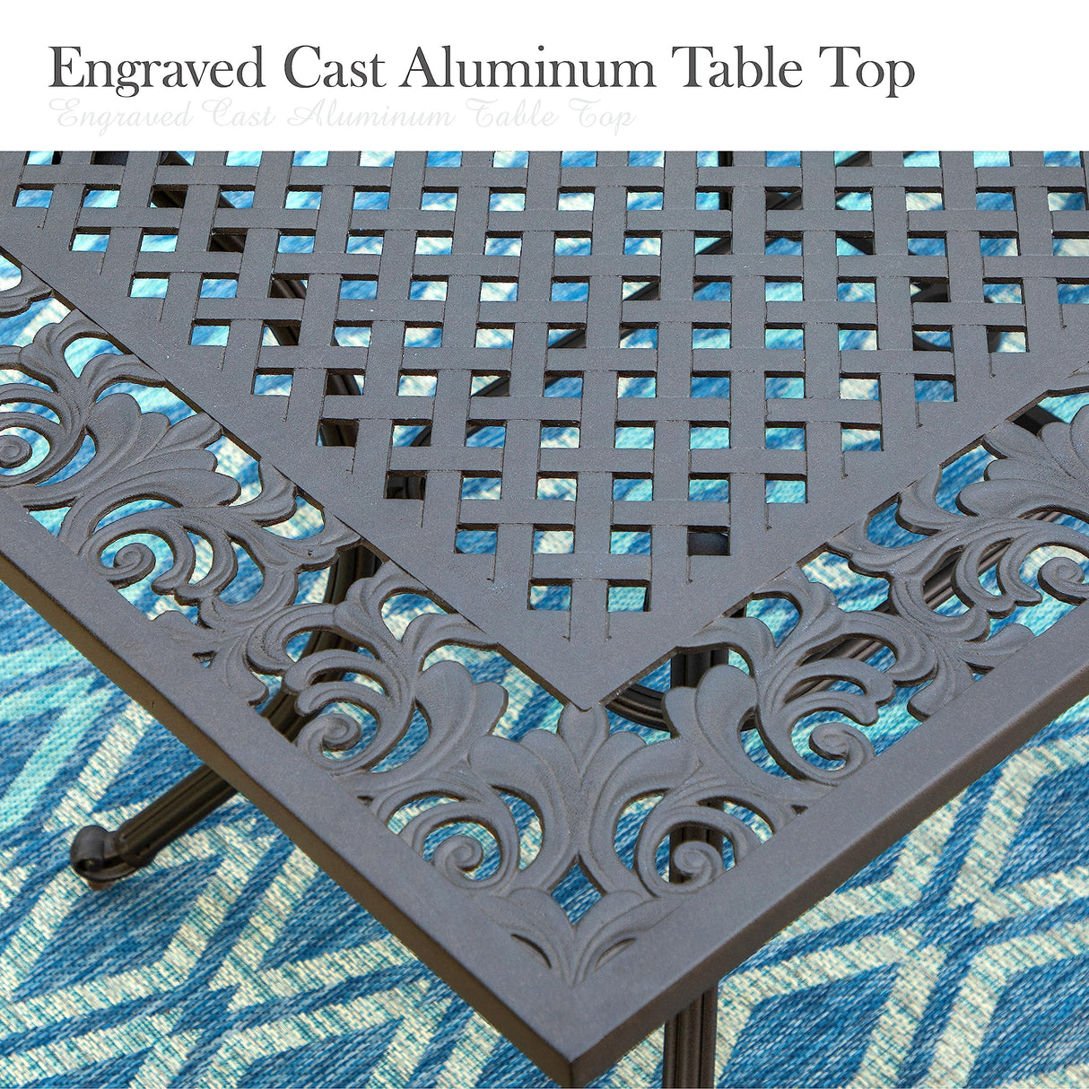 Cast Aluminum Rectangular Patio Dining Tables for 6 Person