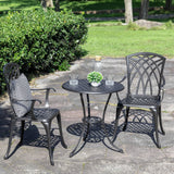 Patio Bistro Sets 3 Piece Cast Aluminum Bistro Table and Chairs Set