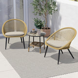 Boho Glam 3 Pieces Wicker Patio Bistro Set, All-Weather Patio Chairs