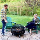 Black Crossweave Large Outdoor Fire Pit - 36-Inch Wood-Burning Fire Pit