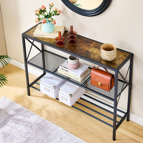 Industrial Console Table, 3 Tier Entryway Table, Hallway Table