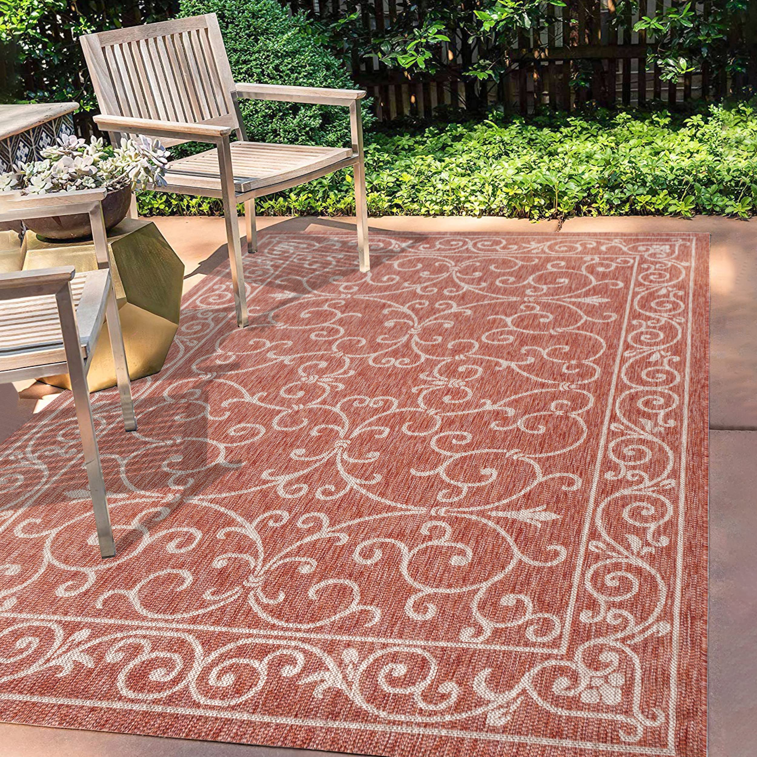 SMB106B-3 Charleston Vintage Filigree Textured Weave Red/Beige
