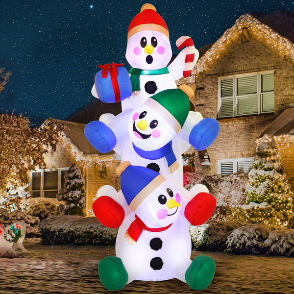 6 FT Christmas Inflatable Stacked Snowman with Build-in LEDs Blow Up Inflatables
