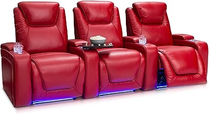 Home Theater Seating - Top Grain Leather - Power Recline - Powered Headrest