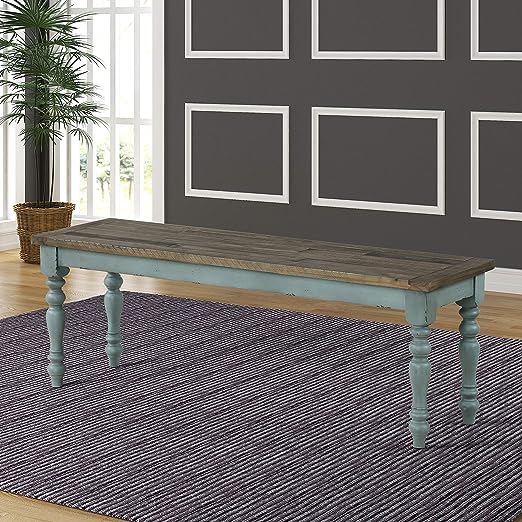 Prato Two-Tone Distressed Oak Wood Dining Bench, One Size