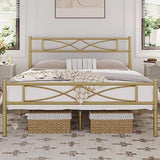 Metal Full Size Bed Frame, Platform Bed Frame, Mattress Foundation with Curved Design Headboard & Footboard,