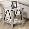 Farmhouse End Side Table, Rustic Vintage Nightstand with Shelf