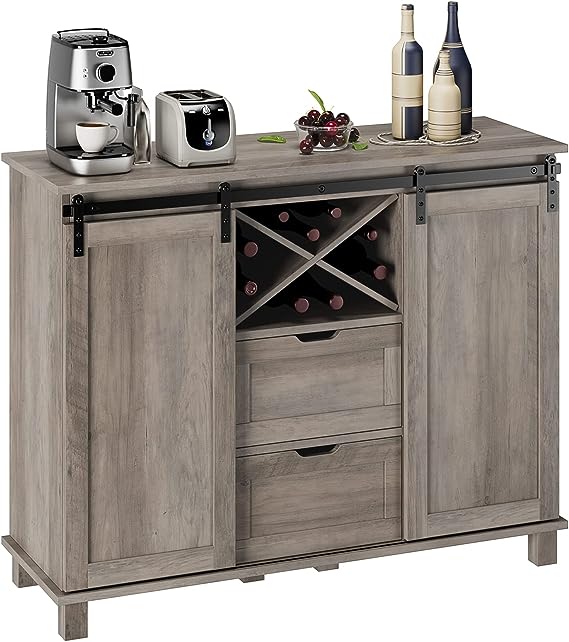 Farmhouse Buffet Sideboard Cabinet, Coffee Bar Cabinet with 2 Drawers