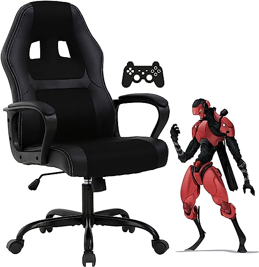 Gaming Chair PC Computer Chair Office Chair for Adult Teen Kids, Ergonomic PU Leather Gamer Chair with Lumbar Support