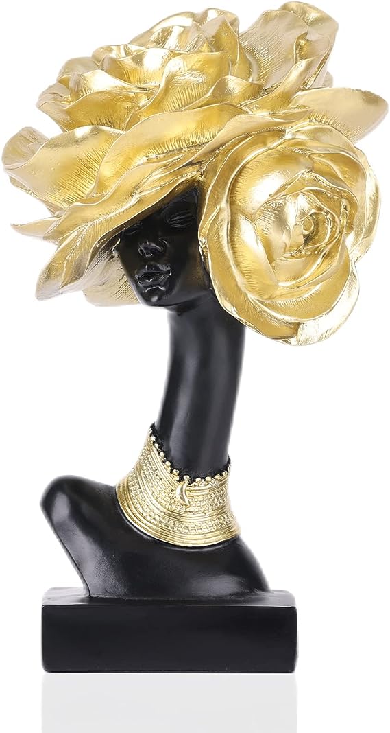 Black and Gold African Statues and Sculptures, African-American Women Busts