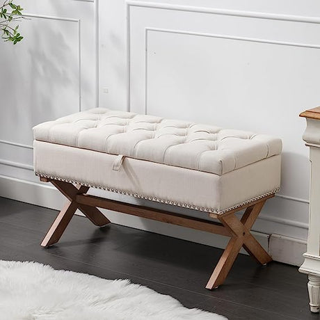 Tufted Extra-Long Entryway Bench, Vintage Bedroom Bench Upholstered