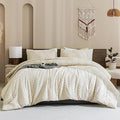White Boho Queen Comforter Set, Lightweight Fluffy Bedding Comforter Sets for Queen Bed