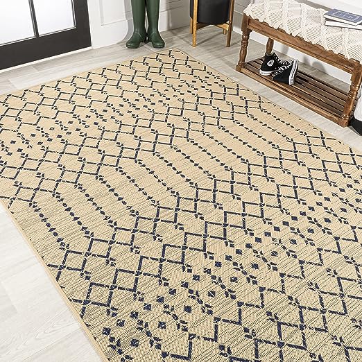 SMB108B-3 Ourika Moroccan Geometric Textured Weave Indoor Area Rug