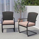 2-Piece Dining Wicker Chair Outdoor Conversation Set with Cushions