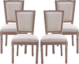 French Country Dining Chairs Set of 4, Farmhouse Fabric Dining Room Chairs