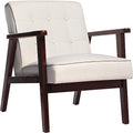 Leisure Chair with Solid Wood Armrest and Feet, Mid-Century Modern Accent Sofa