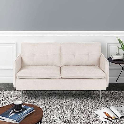 Metal Legs for Small Space Tufted Cushions Soft Sectional 2-Seat Couch