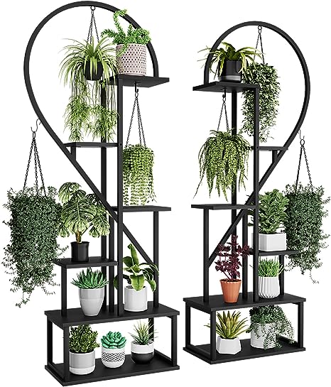 6 Tier Metal Plant Stand, Creative Half Heart Shape Ladder Plant Stands