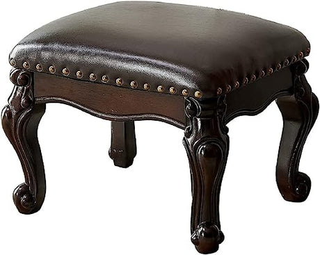 Foot Stool Microfiber Leather Ottoman Wooden Vintage Stool