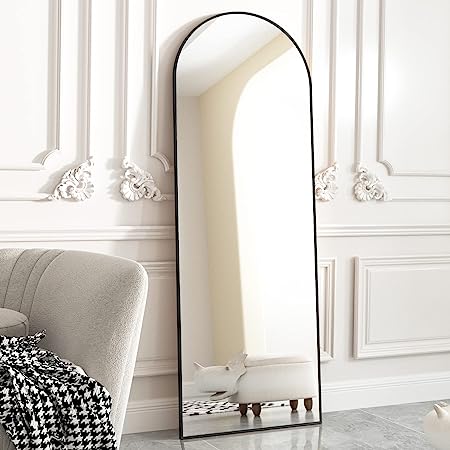 64"x21" Arched Full Length Mirror Free Standing Leaning Mirror Hanging Mounted Mirror Aluminum Frame