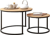 Industrial Round Coffee Table Set of 2 End Table for Living Room, Stacking Side Tables