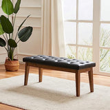 Button-Tufted Bench for End of Bed, Entryway Bench with Upholstered Linen Fabric